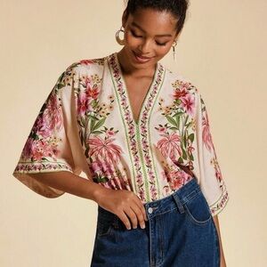 3/4 sleeve drapey top bodysuit NEW Small